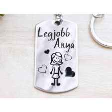 Legjobb Anya acél szögletes medálos kulcstartó kulcstartó