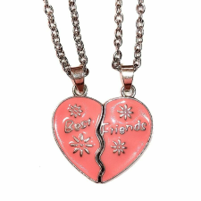  Legjobb barátok - pink virágos páros gyerek nyaklánc medállal nyaklánc
