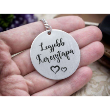 Legjobb Keresztapa acél medálos kulcstartó ajándéktárgy
