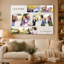  Legjobb Papa a világon fotókollázs vászonkép 8 fényképből dekoráció