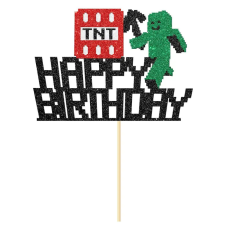  Lego pixel Happy Birthday papír tortabeszúró,tortadísz sütés és főzés