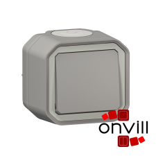 LEGRAND 069714L, Plexo 55 falon kívüli csillárkapcsoló 10A, összeszerelt, szürke villanyszerelés