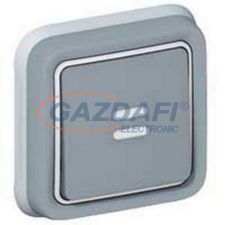 LEGRAND 069821 Plexo 55 süllyesztett 1P nyomó átkapcsoló N/C jelzőfénnyel, komplett, szürke villanyszerelés