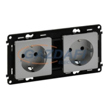 LEGRAND 753322 Valena Life 2x2P+F sínezett csatlakozóaljzat gyermekvédelemmel, rugós vezetékbekötéssel,230V,alumínium villanyszerelés