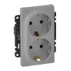 LEGRAND 753326 Valena Life 2x2P+F csatlakozóaljzat gyermekvédelemmel, egybeépített burkolattal, keret nélkül, rugós vezetékbekötéssel,230V,alumínium