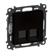 LEGRAND 756349 Valena Life 2xRJ45 Cat. 6A STP csatlakozóaljzat mechanizmus burkolattal, fekete villanyszerelés