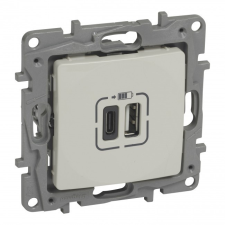 LEGRAND 764697 Niloé kettős USB-A+C töltőaljzat - 3 A - 15 W, bézs villanyszerelés