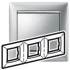 LEGRAND 770333 Valena hármas keret, vízszintes, alumetál villanyszerelés