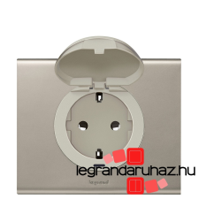 LEGRAND Céliane 2P+F csatlakozóaljzat burkolat, csapófedeles, titán 068440 villanyszerelés