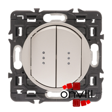 LEGRAND CT2X067002JF-HK, Céliane Csillárkapcsoló Jelzőfénnyel, 10 AX, Hosszú Körmös, Titán világítási kellék