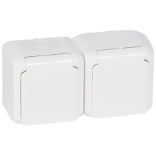 Legrand Forix 782374 vízmentes földelt csatlakozóaljzat (dugalj) gyermekvédelemmel 2x2P+F fehér burkolattal, kerettel, falon kívüli, 16A 250V IP44 (Legrand 782374) villanyszerelés