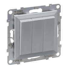 LEGRAND Suno alumínium hármas egypólusú kapcsoló 10AX, alumínium 721303 villanyszerelés