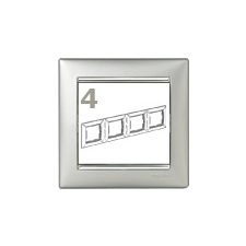 LEGRAND Valena-keret alumínium-ezüst, vízszintes (4-es) villanyszerelés