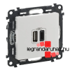 LEGRAND Valena Life töltőaljzat kettős USB C-típusú + USB A-típusú csatlakozóval, fehér 753106