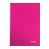 Leitz Beíró, A4, vonalas, 80 lap, keményfedeles, lakkfényű, LEITZ "Wow", rózsaszín