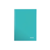 Leitz Beíró, A5, kockás, 80 lap, keményfedeles, lakkfényű, LEITZ "Wow", jégkék
