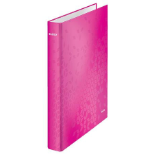 Leitz Gyűrűs könyv, 2 gyűrű, D alakú, 40 mm, A4 Maxi, karton, LEITZ &quot;Wow&quot;, rózsaszín gyűrűskönyv