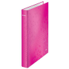 Leitz Gyűrűs könyv, 4 gyűrű, D alakú, 40 mm, A4 Maxi, karton, LEITZ "Wow", rózsaszín