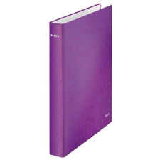 Leitz Gyűrűs könyv, 4 gyűrű, D alakú, 40 mm, A4 Maxi, karton, LEITZ "Wow", lila gyűrűskönyv