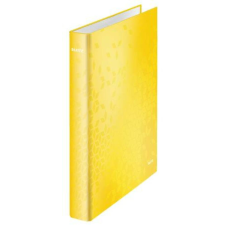 Leitz Gyűrűs könyv, 4 gyűrű, D alakú, 40 mm, A4 Maxi, karton, LEITZ Wow, sárga (E42420016) irattartó