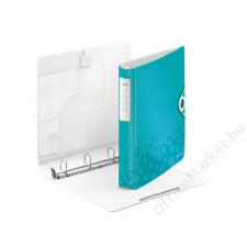 Leitz Gyűrűs könyv, 4 gyűrű, D alakú, 52 mm, A4, PP, LEITZ Active Wow jégkék (E42400051) gyűrűskönyv