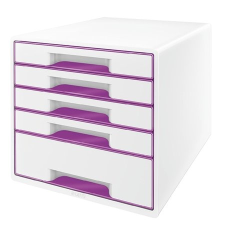 Leitz Irattároló, műanyag, 5 fiókos, LEITZ "Wow Cube", fehér/lila irodai kellék