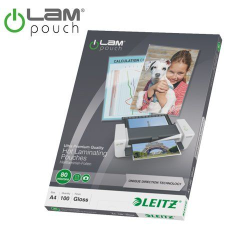 Leitz Meleglamináló fólia, 80 mikron, A4, fényes, UDT technológiával (E74780000) (E74780000) lamináló fólia