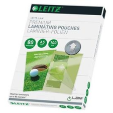 Leitz Meleglamináló fólia, 80 mikron, A5, fényes, UDT technológiával, "iLam" (LEITZ_74920000) lamináló fólia