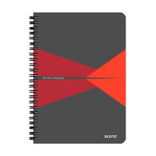 Leitz Office 90 lapos A5 vonalas spirálfüzet - Szürke -piros füzet