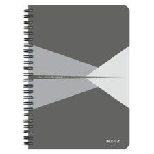 Leitz Office spirálfüzet, A5, kockás, 90 lap, laminált karton borító (szürke) (LEITZ_44580085) füzet