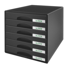 Leitz Plus irattartó műanyag 6 fiókos fekete(52120095/E52120095) irattálca
