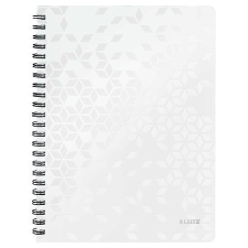  LEITZ Spirálfüzet, A4, kockás, 80 lap, LEITZ &quot;Wow&quot;, fehér füzet