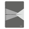 Leitz Spirálfüzet, A4, vonalas, 90 lap, laminált karton borító, LEITZ "Office", szürke