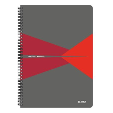 Leitz spirálfüzet, A4, vonalas, 90 lap, "Office", szürke-piros (E44960025) (E44960025) füzet