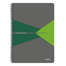 Leitz Spirálfüzet, A4, vonalas, 90 lap, PP borító, LEITZ &quot;Office&quot;, szürke-zöld füzet