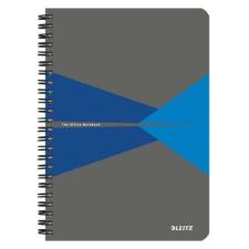 Leitz Spirálfüzet, A5, kockás, 90 lap, laminált karton borító, LEITZ "Office", szürke-kék füzet