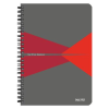 Leitz Spirálfüzet, A5, kockás, 90 lap, laminált karton borító, LEITZ "Office", szürke-piros