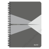Leitz Spirálfüzet, A5, kockás, 90 lap, PP borító, LEITZ "Office", szürke (E44980085)
