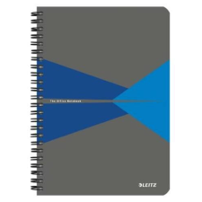 Leitz Spirálfüzet, A5, kockás, 90 lap, PP borító, LEITZ "Office", szürke-kék füzet