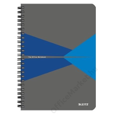 Leitz Spirálfüzet, A5, kockás, 90 lap, PP borító, LEITZ "Office", szürke-kék (E44980035) füzetborító