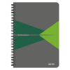  LEITZ Spirálfüzet, A5, kockás, 90 lap, PP borító, LEITZ "Office", szürke-zöld