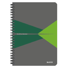 Leitz Spirálfüzet, A5, vonalas, 90 lap, laminált karton borító, LEITZ &quot;Office&quot;, szürke-zöld füzet