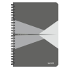 Leitz Spirálfüzet, A5, vonalas, 90 lap, PP borító, LEITZ "Office", szürke