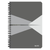 Leitz Spirálfüzet, A5, vonalas, 90 lap, PP borító, LEITZ "Office", szürke