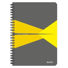Leitz Spirálfüzet, A5, vonalas, 90 lap, PP borító, LEITZ &quot;Office&quot;, szürke-sárga füzet