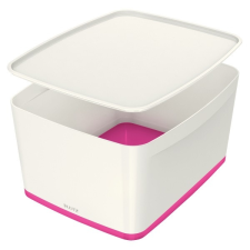 Leitz Tároló doboz LEITZ Wow Mybox fedeles műanyag nagy fehér/rózsaszín papírárú, csomagoló és tárolóeszköz