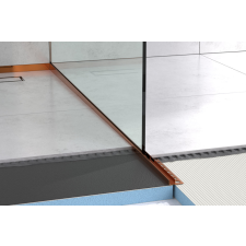  Lejtésképző profil zuhanyfal üveghez - Fényes réz - Rozsdamentes acél, 120cm, 180cm, jobb, bal építőanyag