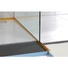  Lejtésképző profil zuhanyfal üveghez - Szálcsiszolt arany - Rozsdamentes acél, 120cm, 180cm, jobb, bal építőanyag