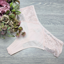 Lemila Magas derekú pamut tanga csipke betéttel L, Babarózsaszín női alsó