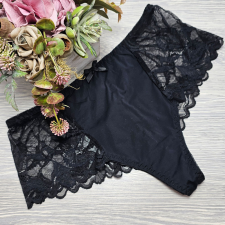 Lemila Magas derekú tanga csipkés szélű Fekete, XL női alsó